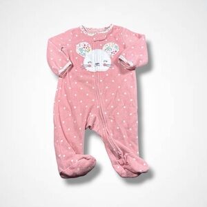 4/$20 Pink Polka Dot Bunny Fleece Sleeper